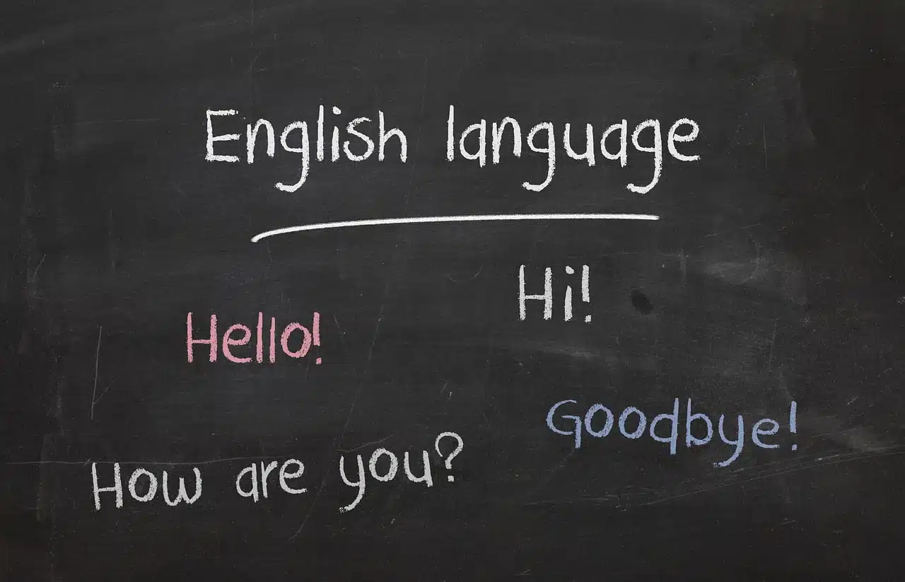לוח עם מילים בסיסיות באנגלית אולי כחלק מקורס איך לדבר אנגלית שוטפת